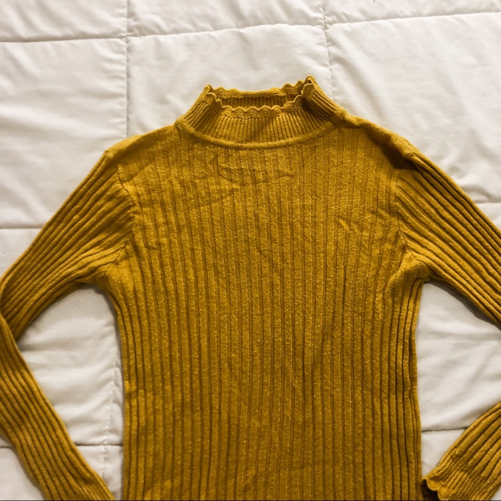 Jon & Anna Burnt Yellow Detailed Chic Turtle Neck